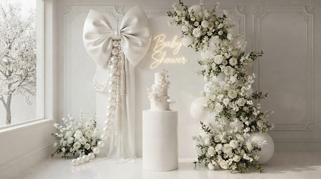 elegant baby shower backdrop