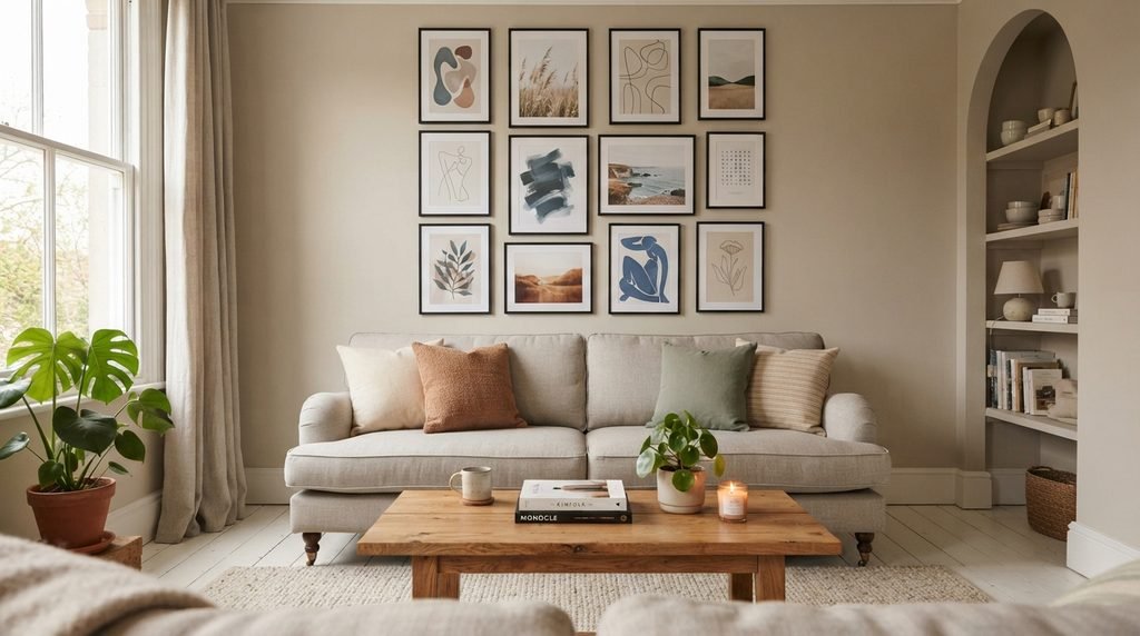 Stylish gallery wall with matching frames
