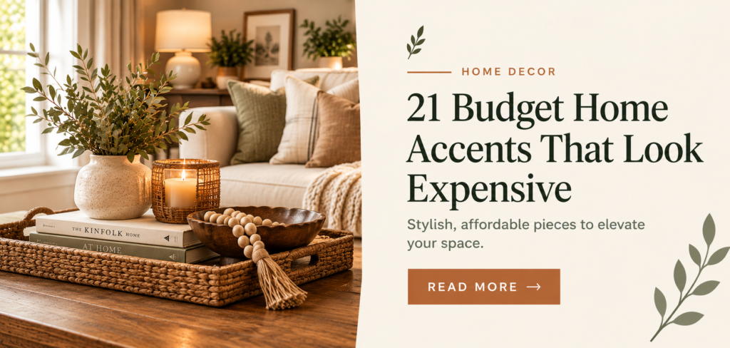 Budget home accents and affordable decor ideas in a stylish living room