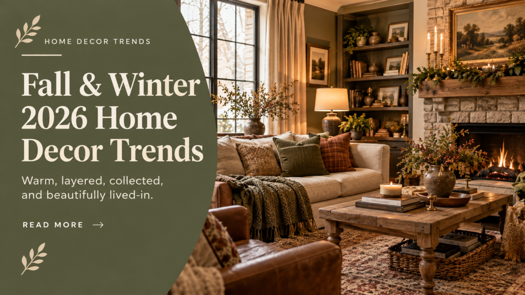 Fall & Winter 2026 home decor trends with cozy seasonal living room