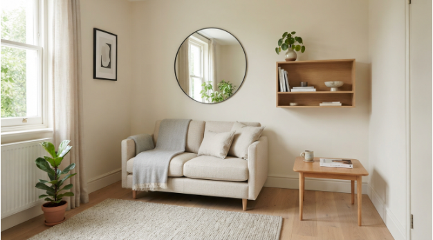 Aesthetic minimalist home decor with neutral colours and natural textures
