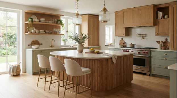 kitchen trends for 2027 featuring warm colours, natural materials and stylish design