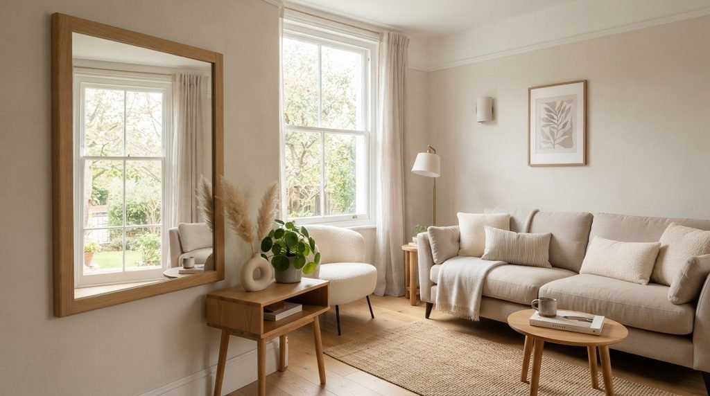 Large mirror in a small living room