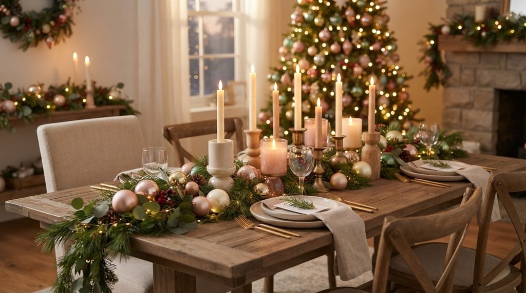 Minimalist Christmas decor with candles