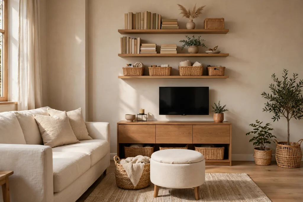 Smart storage ideas for a small modern living room